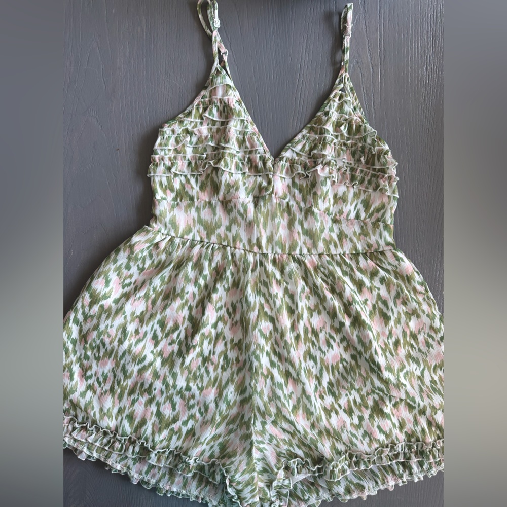 Green And Pink Short Romper